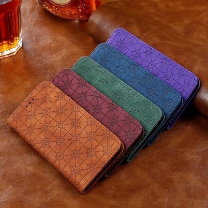 For iPhone X / XS Lucky Flowers Embossing Pattern Magnetic Horizontal Flip Leather Case with Holder & Card Slots(Dark Blue)-garmade.com