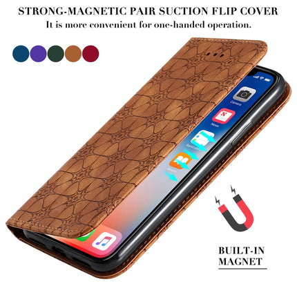 For iPhone X / XS Lucky Flowers Embossing Pattern Magnetic Horizontal Flip Leather Case with Holder & Card Slots(Purple)-garmade.com