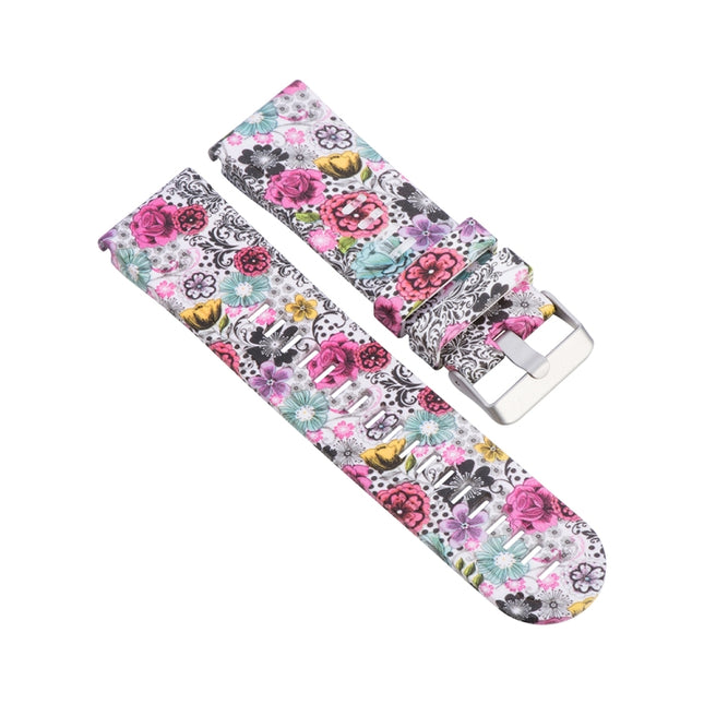 For Garmin Fenix 5X (26mm) / Fenix3 / Fenix3 HR Silicone Replacement Wrist Strap Watchband(Colorful Flowers)-garmade.com