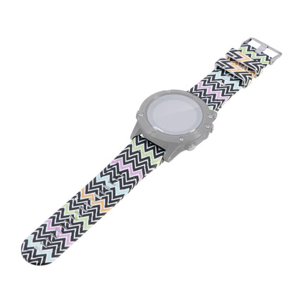 For Garmin Fenix 5X (26mm) / Fenix3 / Fenix3 HR Silicone Replacement Wrist Strap Watchband(Black White Flowers)-garmade.com
