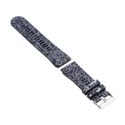 For Garmin Fenix 5X (26mm) / Fenix3 / Fenix3 HR Silicone Replacement Wrist Strap Watchband(Black Ginkgo)-garmade.com