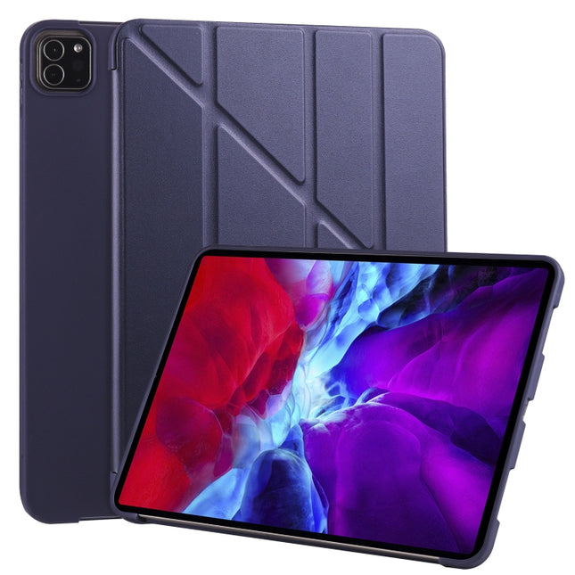 For iPad Pro 11 (2020) Multi-folding Horizontal Flip PU Leather + Shockproof Honeycomb TPU Tablet Case with Holder(Dark Blue)-garmade.com