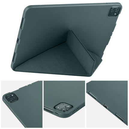 For iPad Pro 11 (2020) Multi-folding Horizontal Flip PU Leather + Shockproof Honeycomb TPU Tablet Case with Holder(Green)-garmade.com