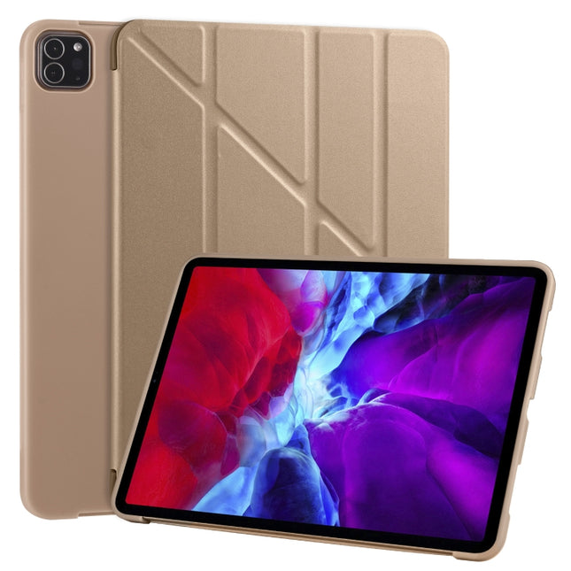 For iPad Pro 11 (2020) Multi-folding Horizontal Flip PU Leather + Shockproof Honeycomb TPU Tablet Case with Holder(Gold)-garmade.com