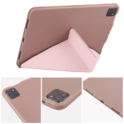 For iPad Pro 11 (2020) Multi-folding Horizontal Flip PU Leather + Shockproof Honeycomb TPU Tablet Case with Holder(Rose Gold)-garmade.com