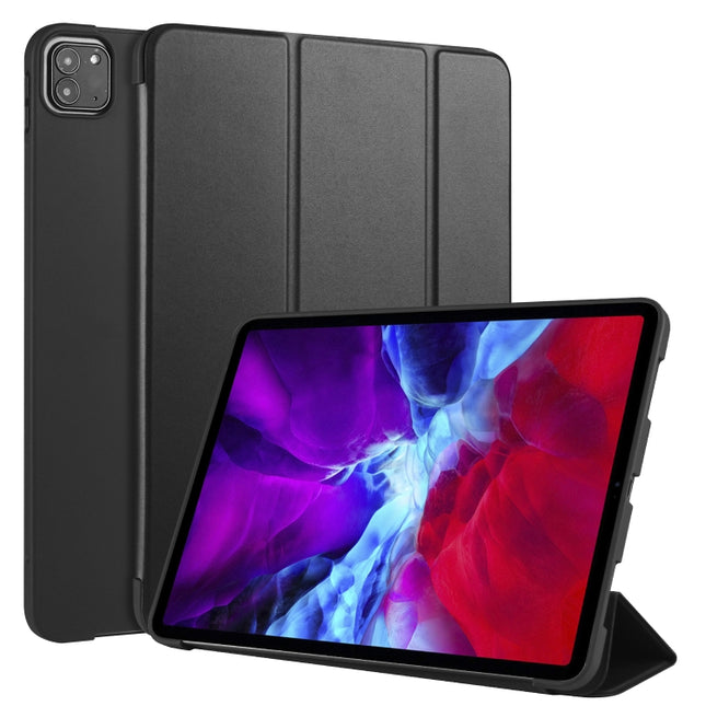 For iPad Pro 11 (2020) 3-folding Horizontal Flip PU Leather + Shockproof Honeycomb TPU Tablet Case with Holder(Black)-garmade.com