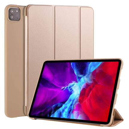 For iPad Pro 11 (2020) 3-folding Horizontal Flip PU Leather + Shockproof Honeycomb TPU Tablet Case with Holder(Gold)-garmade.com