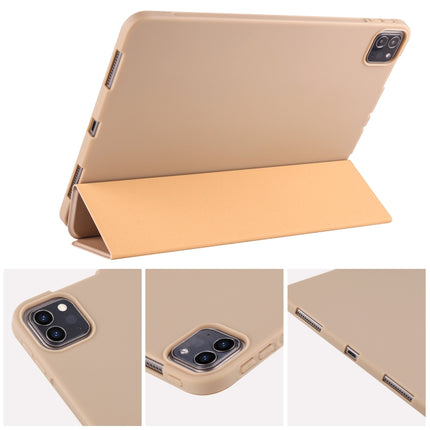 For iPad Pro 11 (2020) 3-folding Horizontal Flip PU Leather + Shockproof Honeycomb TPU Tablet Case with Holder(Gold)-garmade.com