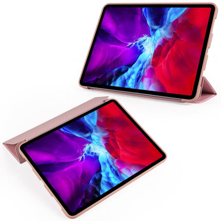 For iPad Pro 11 (2020) 3-folding Horizontal Flip PU Leather + Shockproof Honeycomb TPU Tablet Case with Holder(Rose Gold)-garmade.com
