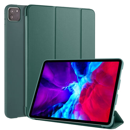 For iPad Pro 11 (2020) 3-folding Horizontal Flip PU Leather + Shockproof Honeycomb TPU Tablet Case with Holder(Pine Green)-garmade.com