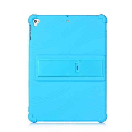 For iPad 6 (9.7 Universal) Tablet PC Silicone Protective Case with Invisible Bracket(Sky Blue)-garmade.com