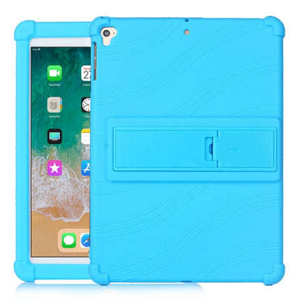 For iPad 6 (9.7 Universal) Tablet PC Silicone Protective Case with Invisible Bracket(Sky Blue)-garmade.com