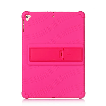 For iPad 6 (9.7 Universal) Tablet PC Silicone Protective Case with Invisible Bracket(Rose Red)-garmade.com