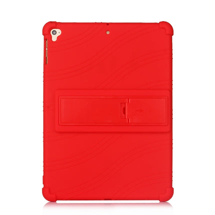 For iPad 6 (9.7 Universal) Tablet PC Silicone Protective Case with Invisible Bracket(Red)-garmade.com