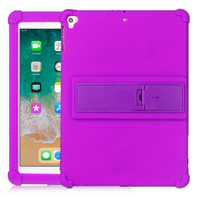 For iPad 6 (9.7 Universal) Tablet PC Silicone Protective Case with Invisible Bracket(Purple)-garmade.com