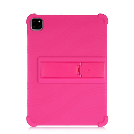For iPad Pro 11 inch （2018） Tablet PC Silicone Protective Case with Invisible Bracket(Rose Red)-garmade.com