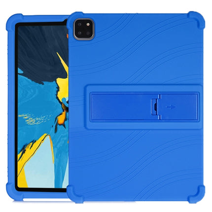For iPad Pro 11 inch （2018） Tablet PC Silicone Protective Case with Invisible Bracket(Dark Blue)-garmade.com