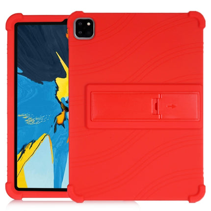 For iPad Pro 11 inch （2018） Tablet PC Silicone Protective Case with Invisible Bracket(Red)-garmade.com