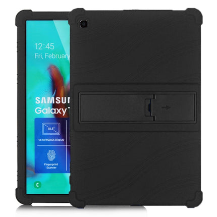 For Galaxy Tab S5e T720 Tablet PC Silicone Protective Case with Invisible Bracket(Black)-garmade.com