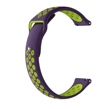 For Garmin Fenix Chronos Two-colors Replacement Wrist Strap Watchband(Purple Lime)-garmade.com