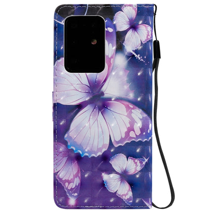 For Galaxy S20 Ultra 3D Painting Horizontal Flip Leather Case with Holder & Card Slot & Lanyard(Purple Butterflies)-garmade.com