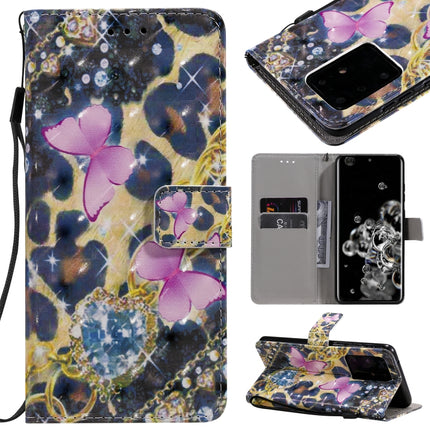 For Galaxy S20 Ultra 3D Painting Horizontal Flip Leather Case with Holder & Card Slot & Lanyard(Pink Butterflies)-garmade.com