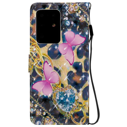 For Galaxy S20 Ultra 3D Painting Horizontal Flip Leather Case with Holder & Card Slot & Lanyard(Pink Butterflies)-garmade.com