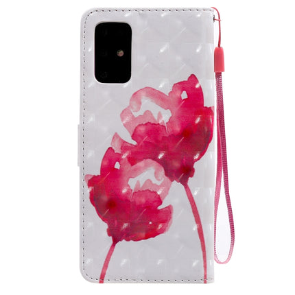 For Galaxy S20+ 3D Painting Horizontal Flip Leather Case with Holder & Card Slot & Lanyard(Red Rose)-garmade.com