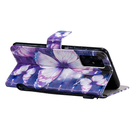 For Galaxy S20+ 3D Painting Horizontal Flip Leather Case with Holder & Card Slot & Lanyard(Purple Butterflies)-garmade.com