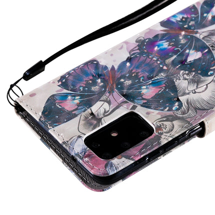 For Galaxy S20+ 3D Painting Horizontal Flip Leather Case with Holder & Card Slot & Lanyard(Black Butterflies)-garmade.com