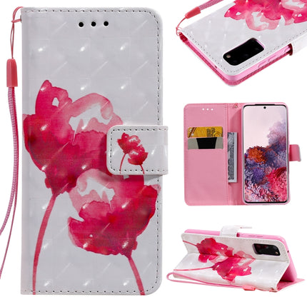 For Galaxy S20 3D Painting Horizontal Flip Leather Case with Holder & Card Slot & Lanyard(Red Rose)-garmade.com