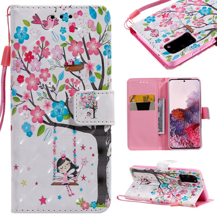 For Galaxy S20 3D Painting Horizontal Flip Leather Case with Holder & Card Slot & Lanyard(Girl Under The Tree)-garmade.com