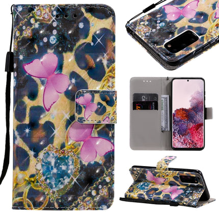 For Galaxy S20 3D Painting Horizontal Flip Leather Case with Holder & Card Slot & Lanyard(Pink Butterflies)-garmade.com