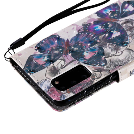 For Galaxy S20 3D Painting Horizontal Flip Leather Case with Holder & Card Slot & Lanyard(Black Butterflies)-garmade.com