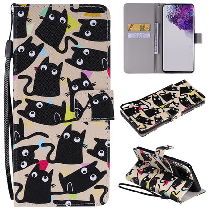 For Galaxy S20 Ultra Painting Horizontal Flip Leather Case with Holder & Card Slot & Lanyard(Cat)-garmade.com