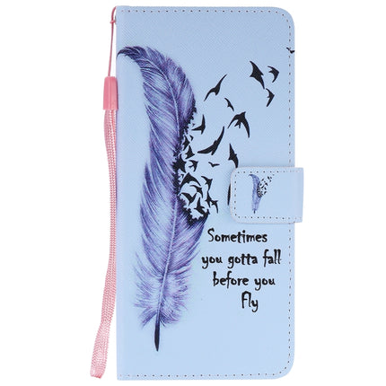 For Galaxy S20 Ultra Painting Horizontal Flip Leather Case with Holder & Card Slot & Lanyard(Feather)-garmade.com