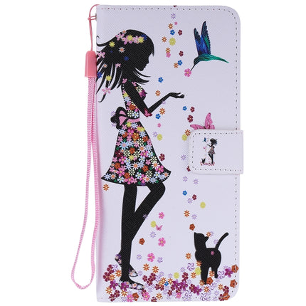 For Galaxy S20 Ultra Painting Horizontal Flip Leather Case with Holder & Card Slot & Lanyard(Woman and Cat)-garmade.com