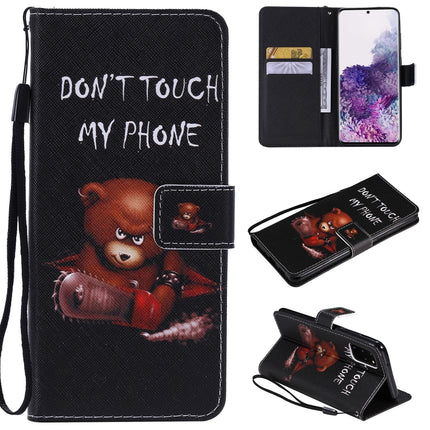For Galaxy S20+ Painting Horizontal Flip Leather Case with Holder & Card Slot & Lanyard(Bear)-garmade.com