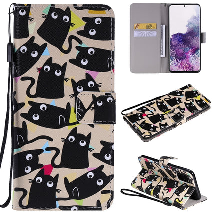 For Galaxy S20+ Painting Horizontal Flip Leather Case with Holder & Card Slot & Lanyard(Cat)-garmade.com