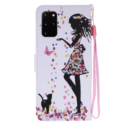 For Galaxy S20+ Painting Horizontal Flip Leather Case with Holder & Card Slot & Lanyard(Woman and Cat)-garmade.com