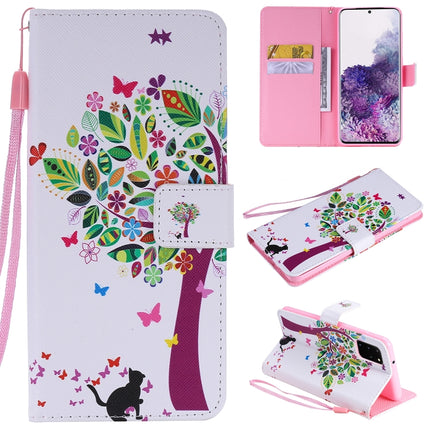 For Galaxy S20+ Painting Horizontal Flip Leather Case with Holder & Card Slot & Lanyard(Cat and Tree)-garmade.com