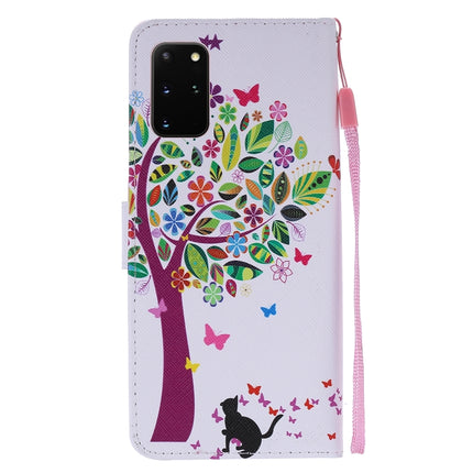 For Galaxy S20+ Painting Horizontal Flip Leather Case with Holder & Card Slot & Lanyard(Cat and Tree)-garmade.com