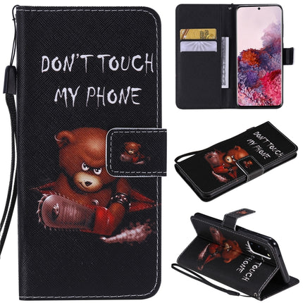 For Galaxy S20 Painting Horizontal Flip Leather Case with Holder & Card Slot & Lanyard(Bear)-garmade.com
