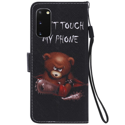 For Galaxy S20 Painting Horizontal Flip Leather Case with Holder & Card Slot & Lanyard(Bear)-garmade.com