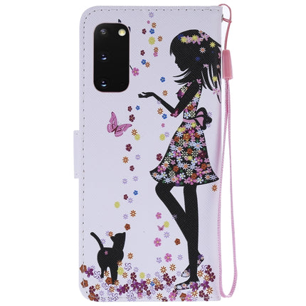 For Galaxy S20 Painting Horizontal Flip Leather Case with Holder & Card Slot & Lanyard(Woman and Cat)-garmade.com