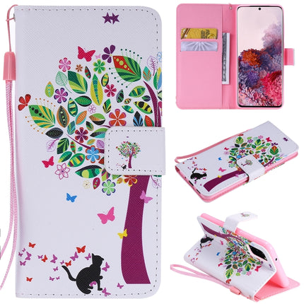 For Galaxy S20 Painting Horizontal Flip Leather Case with Holder & Card Slot & Lanyard(Cat and Tree)-garmade.com