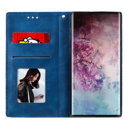 For Galaxy Note 10 Lucky Flowers Embossing Pattern Magnetic Horizontal Flip Leather Case with Holder & Card Slots(Dark Blue)-garmade.com