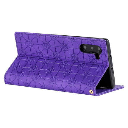 For Galaxy Note 10 Lucky Flowers Embossing Pattern Magnetic Horizontal Flip Leather Case with Holder & Card Slots(Purple)-garmade.com