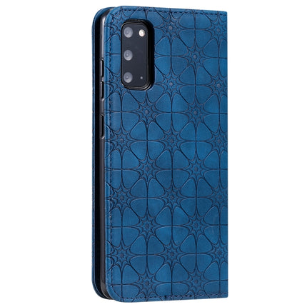 For Galaxy S20 Lucky Flowers Embossing Pattern Magnetic Horizontal Flip Leather Case with Holder & Card Slots(Dark Blue)-garmade.com