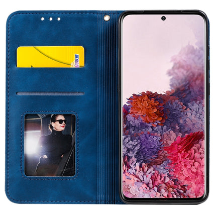 For Galaxy S20 Lucky Flowers Embossing Pattern Magnetic Horizontal Flip Leather Case with Holder & Card Slots(Dark Blue)-garmade.com